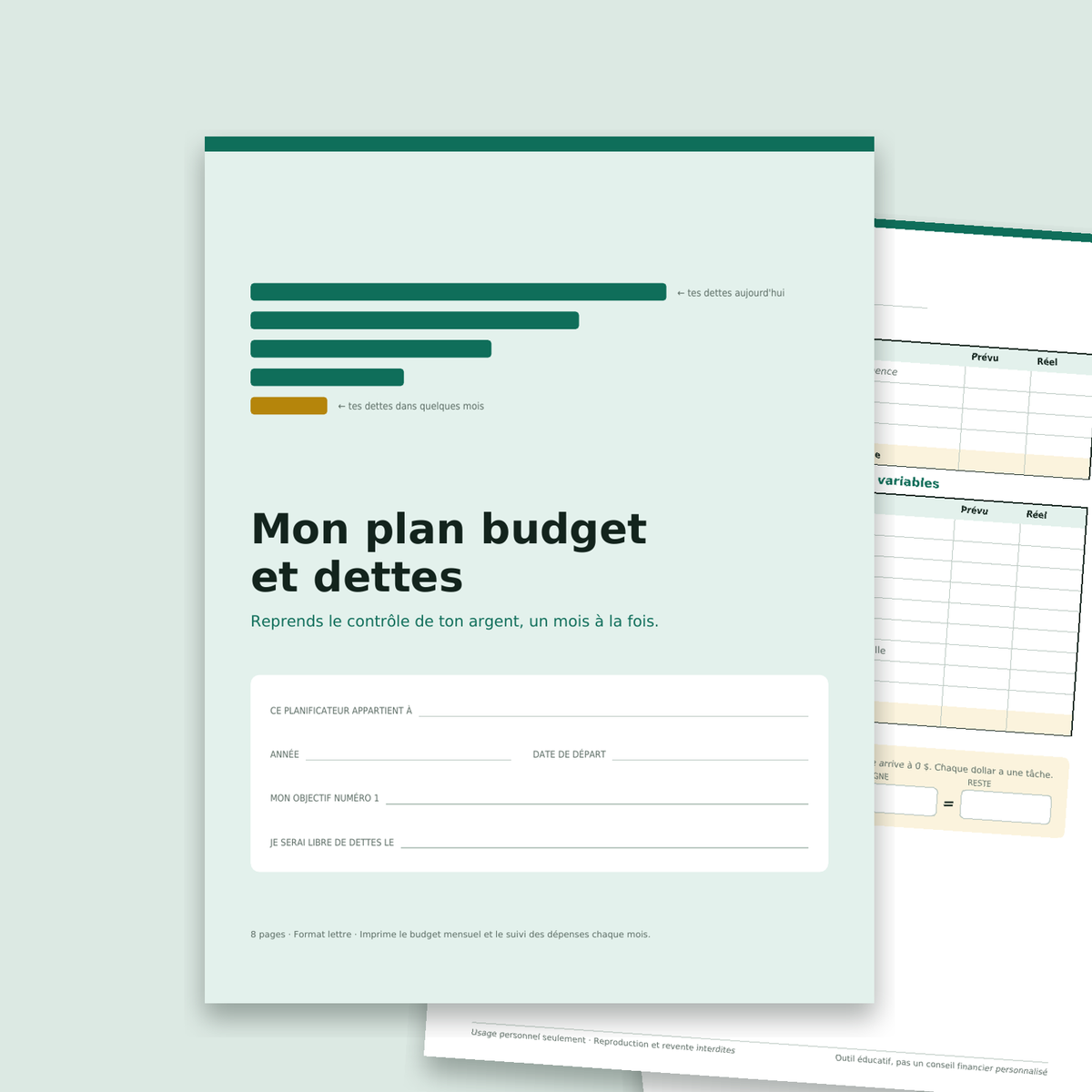 Planificateur budget et dettes (PDF imprimable)